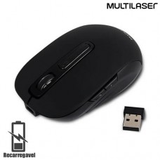 Mouse sem Fio Recarregável 2.4Ghz 1600Dpi Preto Multilaser MO277